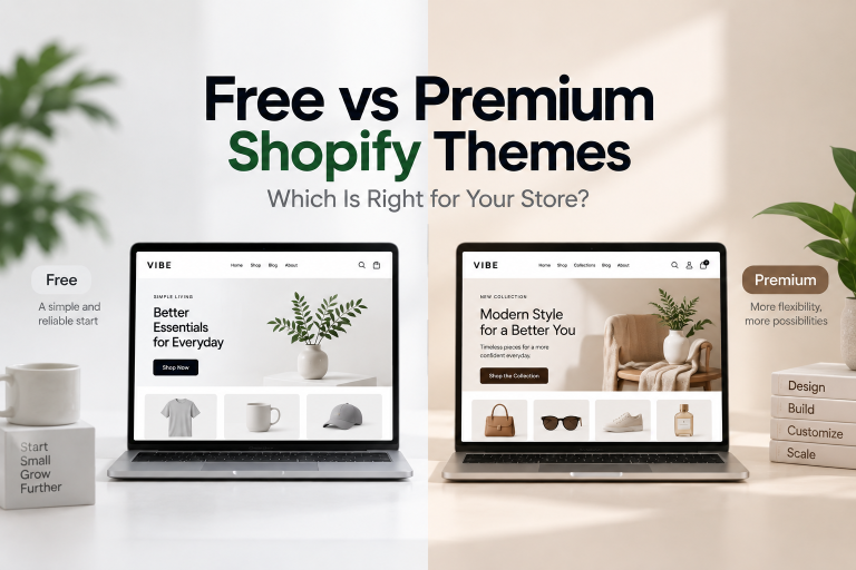 Comparison of free and premium Shopify themes for online stores