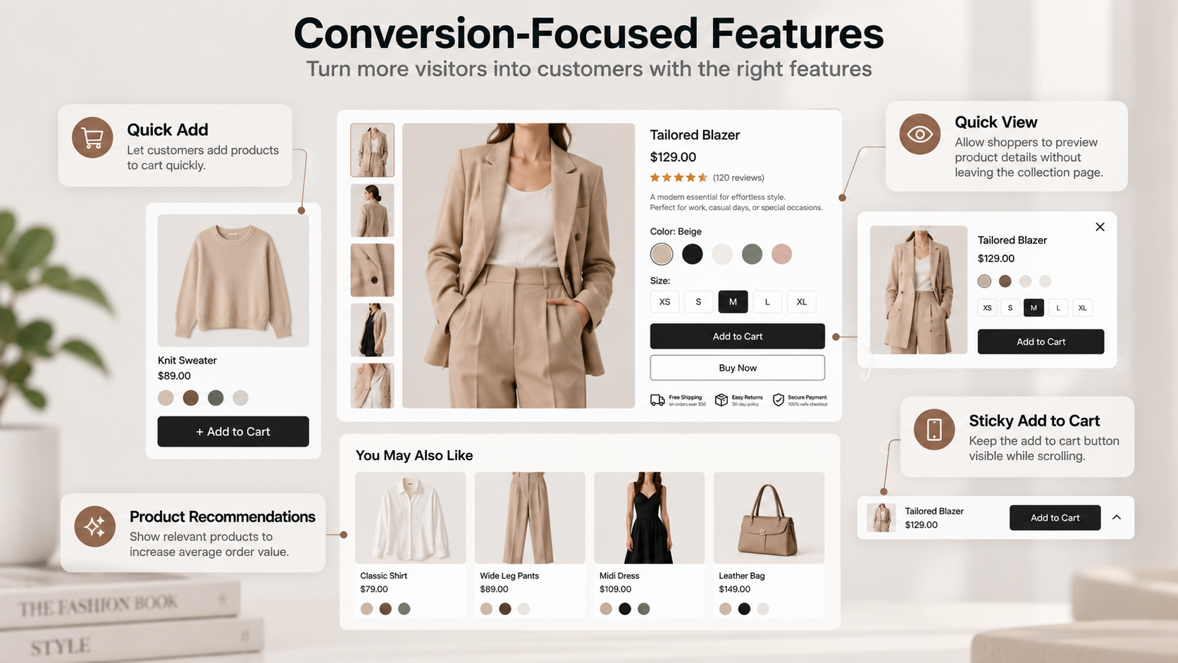 Conversion-focused features in a Shopify fashion theme