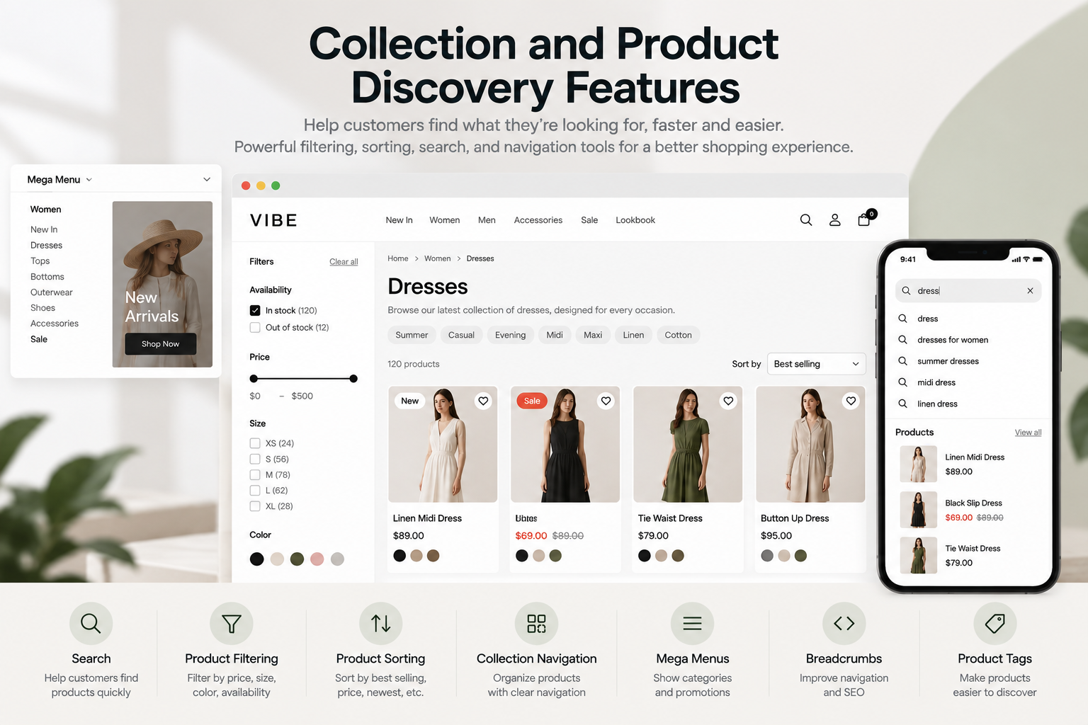 Shopify theme with product filters, sorting, search and collection navigation
