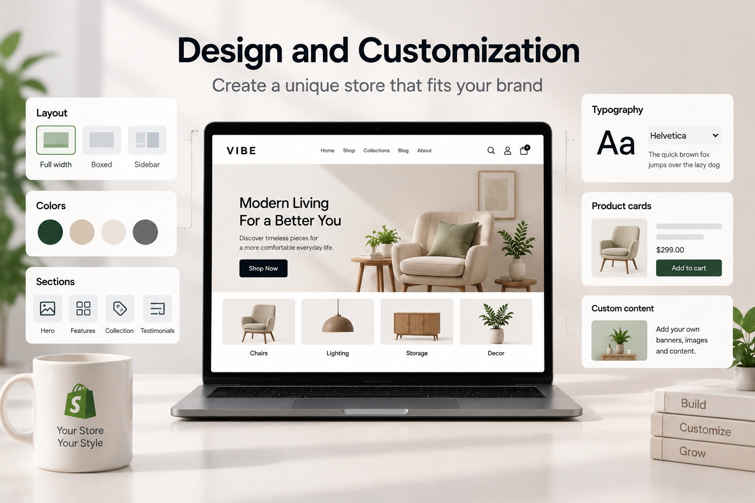 Shopify theme design and customization options for online stores