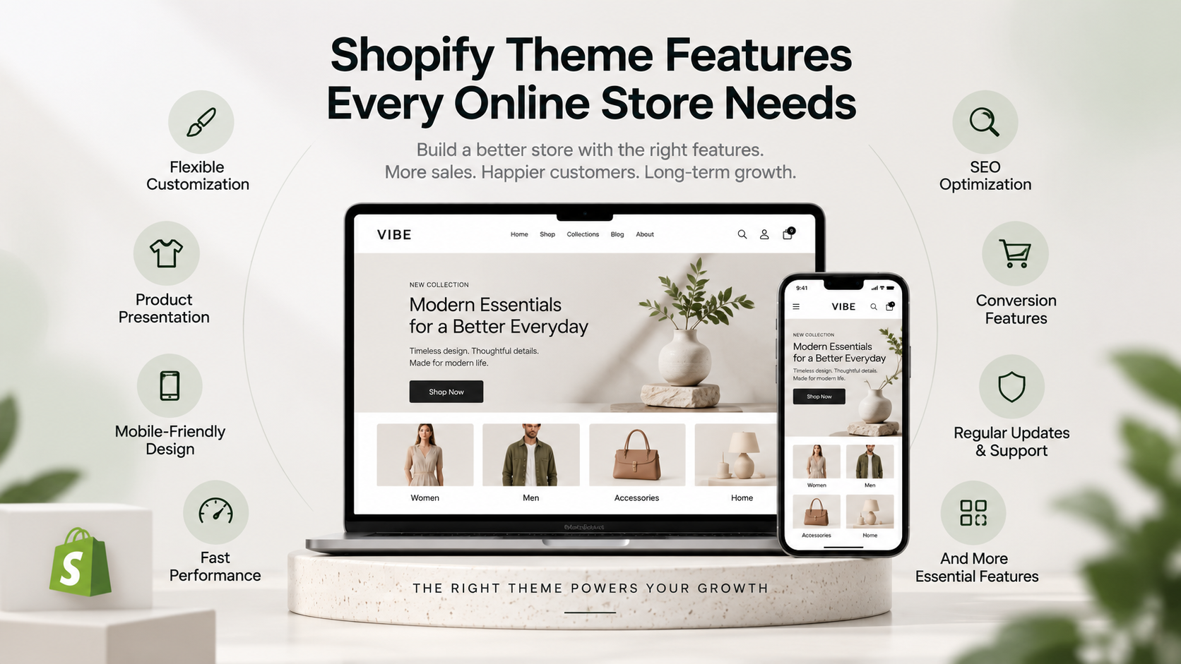Shopify theme conversion features for online stores
