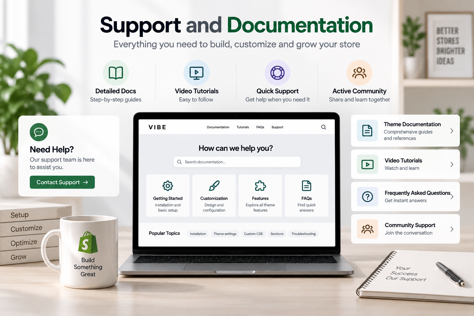 Shopify theme support and documentation resources